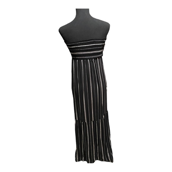 Loft Beach Maxi Coverup Black White Maxi Length Strapless Sleeveless Dress - Picture 4 of 8
